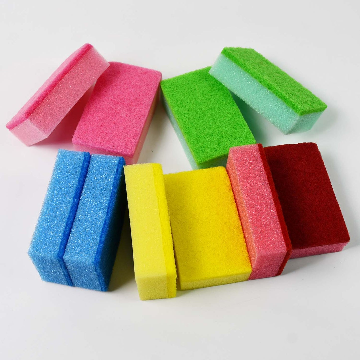 Multi-purpose Multi Color Scratch Scrub Sponges (10 Pcs Set)