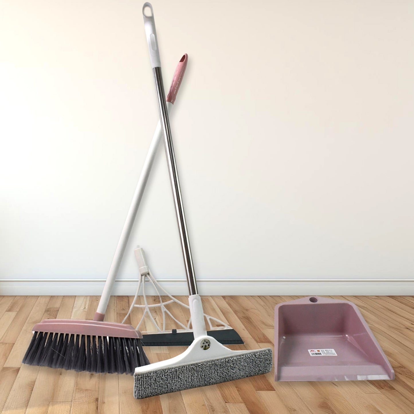 Dustpan Kitchen Wiper Window Cleaning Squeegee Tool Broom Brush (4 Pcs Combo)