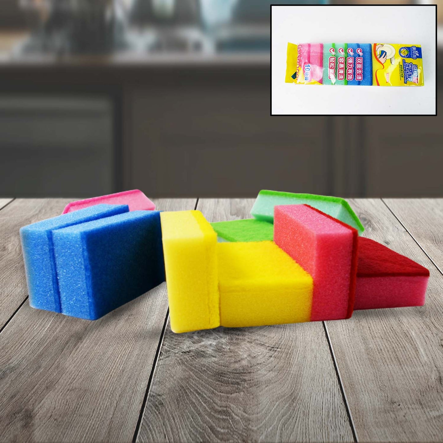 Multi-purpose Multi Color Scratch Scrub Sponges (10 Pcs Set)