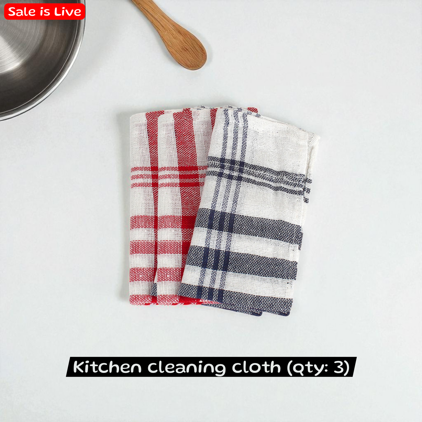 Kitchen Cleaning Cloth | Check Style Set of 3 | 100% Cotton