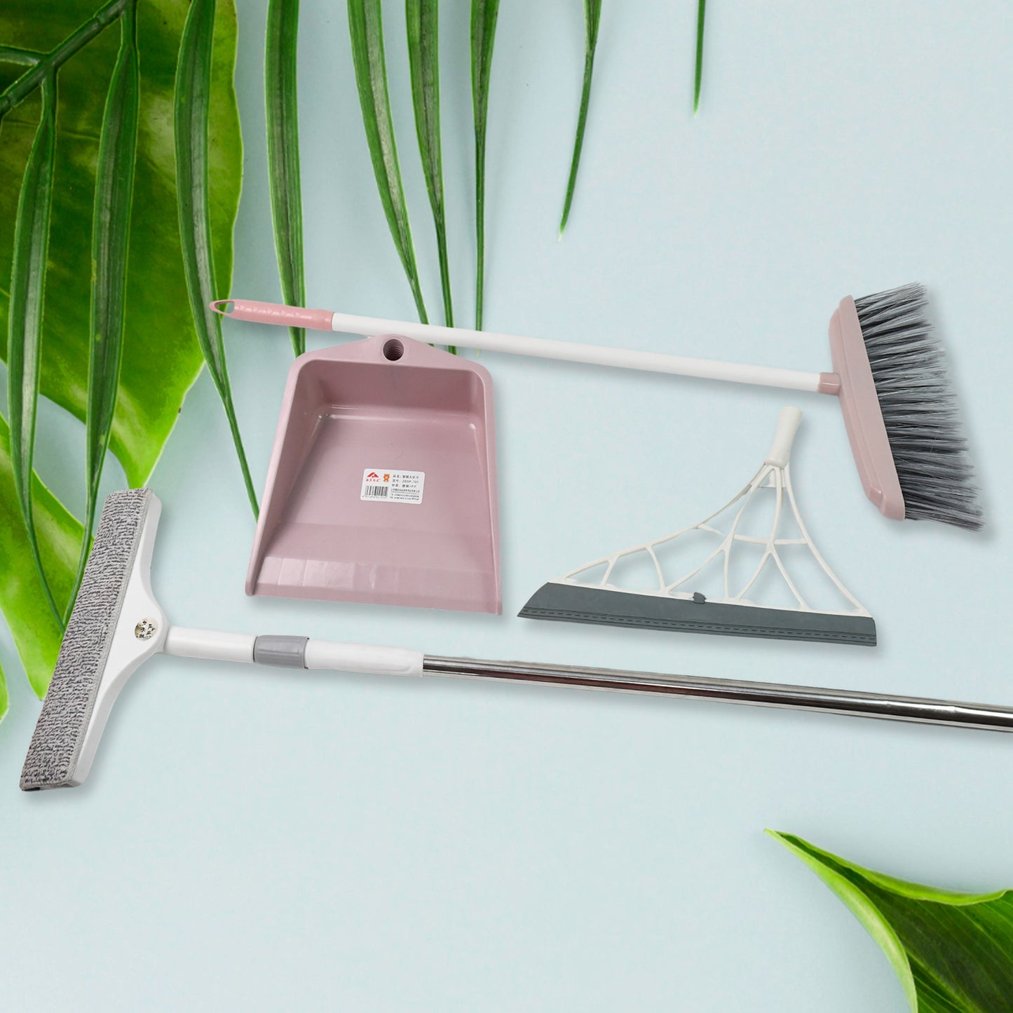 Dustpan Kitchen Wiper Window Cleaning Squeegee Tool Broom Brush (4 Pcs Combo)