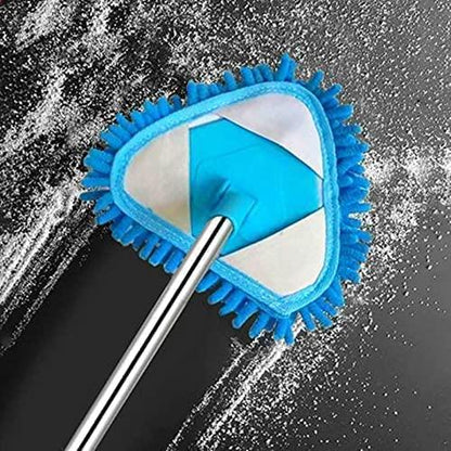 Rotatable Triangle Mop with Long Handle, Microfiber Flat Floor mop Rotatable Cleaning Brush Glass Wiper Window Cleaner