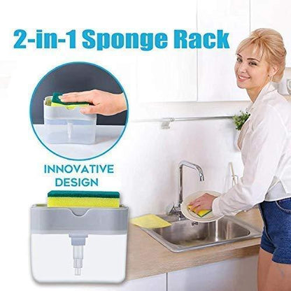 Soap Dispenser - 2 in 1 Soap Dispenser  With Microfibre Wash Dust Cleaning Gloves ( 380 ml, Multicolor )