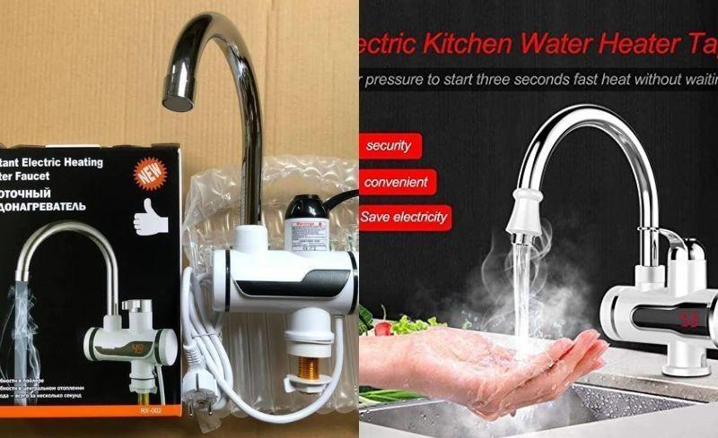 Electric Hot Water Heater Faucet Kitchen And Bathroom Heating Dispenser Tap Digital Temperature With Display