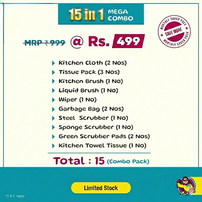 15-in-1 Kitchen Cleaning Kit – Monthly Saver Pack | Free Delivery | COD Available