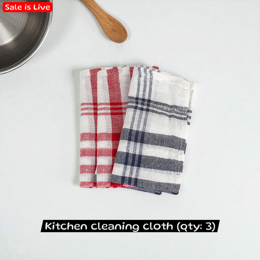Kitchen Cleaning Cloth | Check Style Set of 3 | 100% Cotton