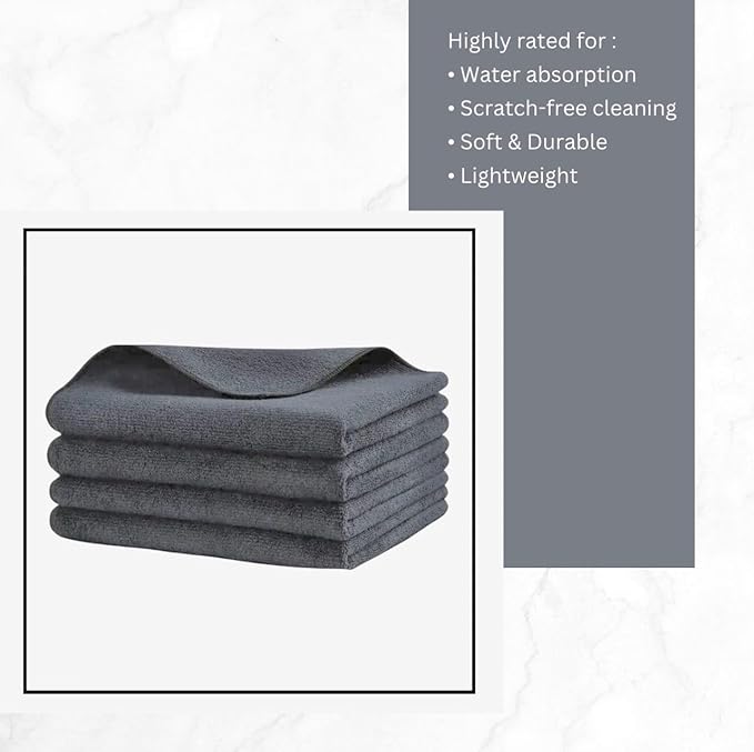 Grey Microfiber Cloth -40x40 CM - 350 GSM Ultra Soft & Absorbent Cleaning Cloth (PACK OF 1)