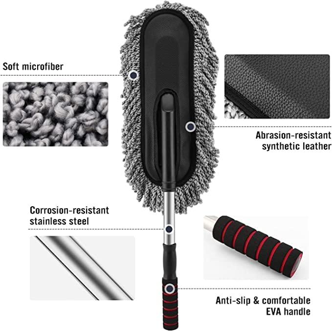 Car Cleaning Brush Duster Car Wash Dust Wax Mop Microfiber Dusting Tool Wet and Dry Duster