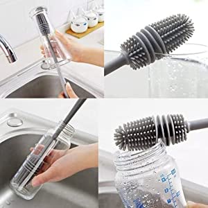 Silicone Bottle Cup Test Tube Cleaning Soft Silicone Brush